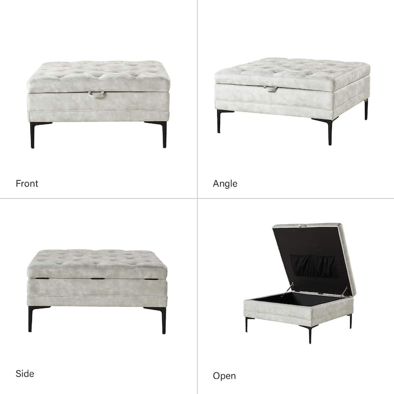 Ipiutak Modern 2 - Piece Upholstered Button-tufted Sectional with Storage Ottoman