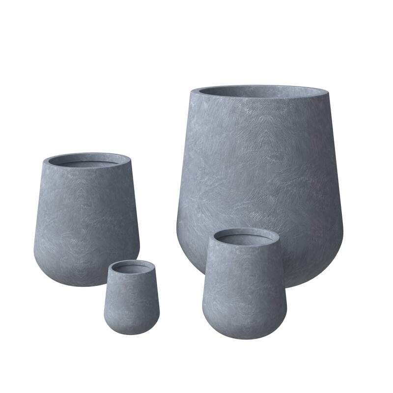 Orchid 4-Piece Round Modern Fiberstone and MgO Clay Decorative Planter Pot Set for Living Room Office Home Patio Porch Decor