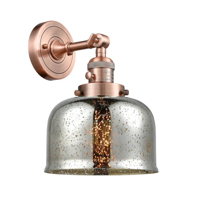 Innovations Lighting Large Bell Single Light 12" Tall Bathroom Sconce - Antique Copper / Silver Plated Mercury