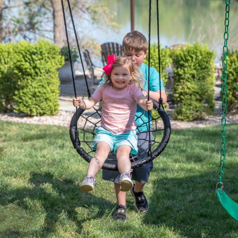 Backyard Discovery Endeavor II Cedar Wood Swing Set, Slide, Play Deck