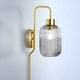 preview thumbnail 8 of 11, Adrienne River of Goods Smokey Glass and Metal Retro Wall Sconce - Smokey Purple - 5.375" x 8.625" x 32.25"
