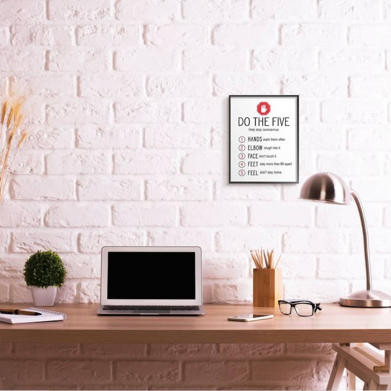 Stupell Five Cleanliness Steps Sick Safety Sign Framed Giclee Art Design By Lettered and Lined