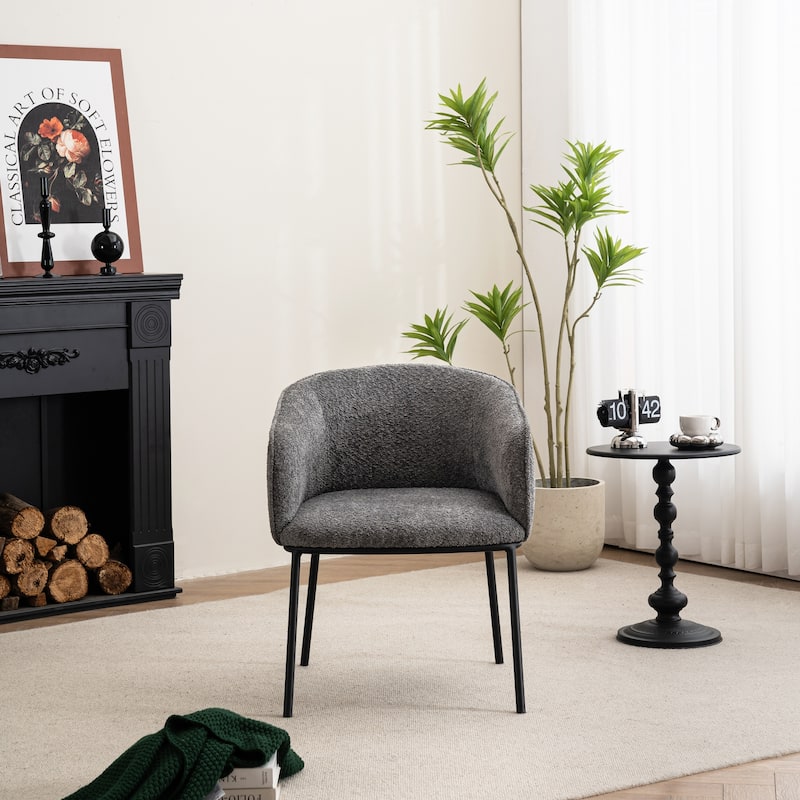 Set of 1 Boucle Upholstered Accent Barrel Armchair