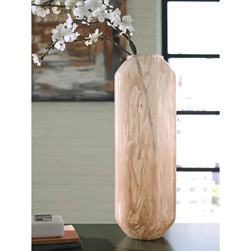 Signature Design by Ashley Dushby Blush Pink Vase - 6.88" W x 6.88" D x 20.13" H
