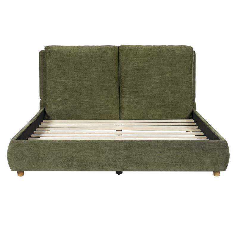 Christopher Knight Home - Charlotte Upholstered Boucle Platform Bed with Removable Pillow Headboard