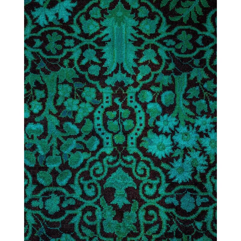 Overton Hand Knotted Wool Vintage Inspired Modern Contemporary Overdyed Blue Runner Rug - 2' 7" x 16' 1"