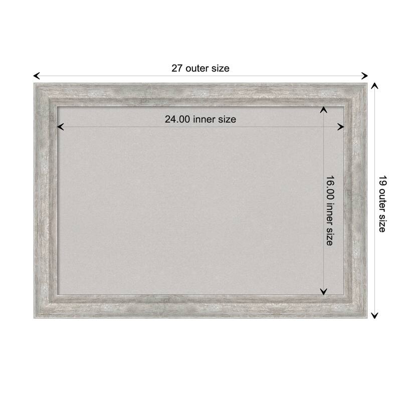 Angled Silver Wood Framed Grey Corkboard Bulletin Board, Organization Board, Pin Board - Board Size 24x16