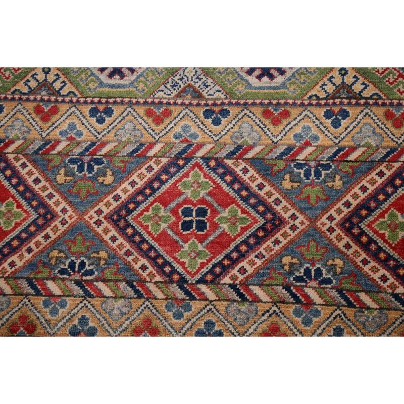 Striped Kazak Oriental Runner Rug Hand-Knotted Wool Carpet - 2'8" x 9'5"