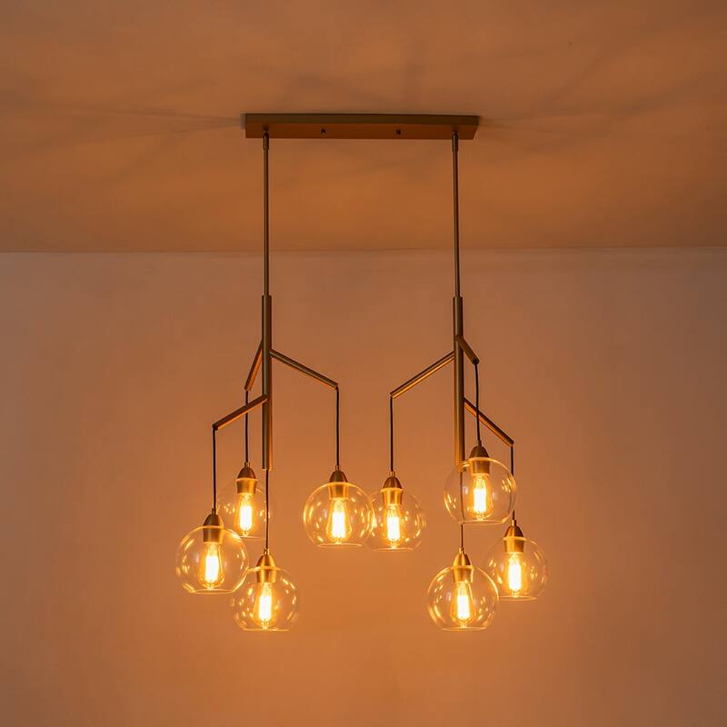 Modern Cluster Glass Bubble Dual Pendant Island Chandelier