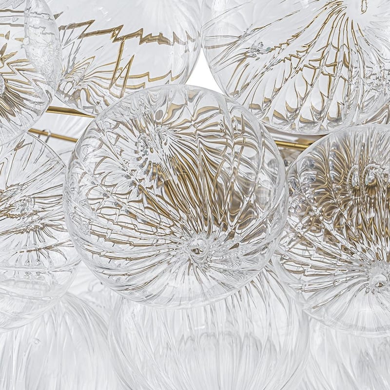 Glam 6-Light Waxing Crescent Striped Glass Cluster Bubble Chandelier - 47.2 in