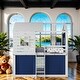 preview thumbnail 1 of 11, Playhouse Design Bunk Wood House Bed, Twin Size Blue