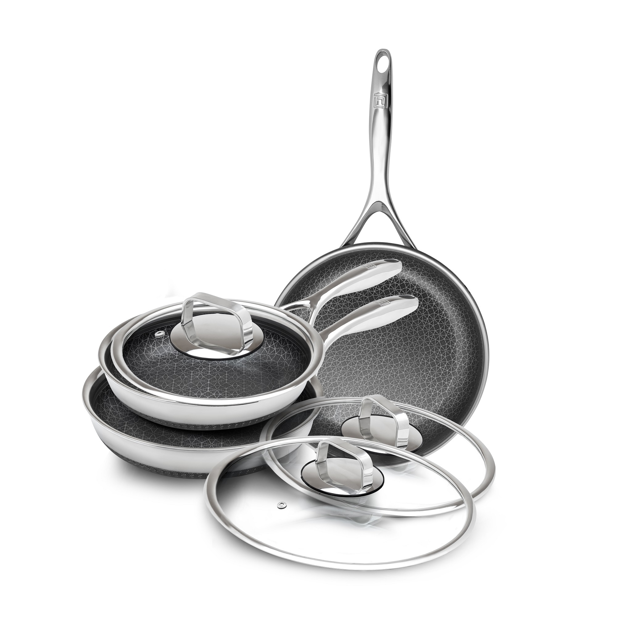 DiamondClad by Livwell Hybrid Nonstick Frying Pan Set with Tempered Glass  Lid, Dishwasher Safe, Cool Touch Handle, PFOA-free - On Sale - Bed Bath &  Beyond - 37916831