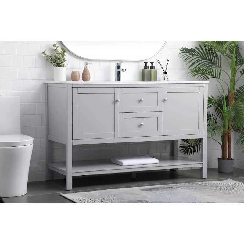 Elegant Lighting VF22254 Heath 54" Free Standing Single Basin Vanity