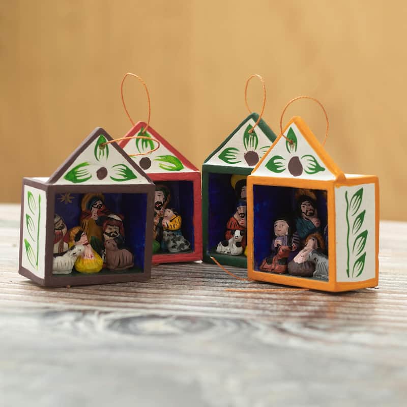 Novica Handmade Celebrating The Season Wood And Ceramic Retablo Ornaments