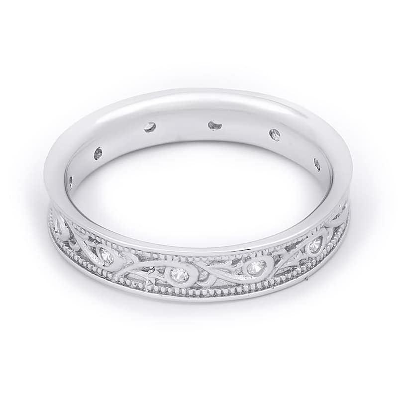 0.25 Carat CZ Mens Unisex Sterling Silver Wedding Band Ring Size 5-12