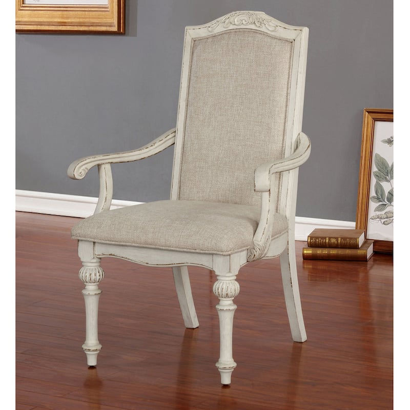 Pann Farmhouse White Solid Wood 7-Piece Expandable Dining Table Set by Furniture of America