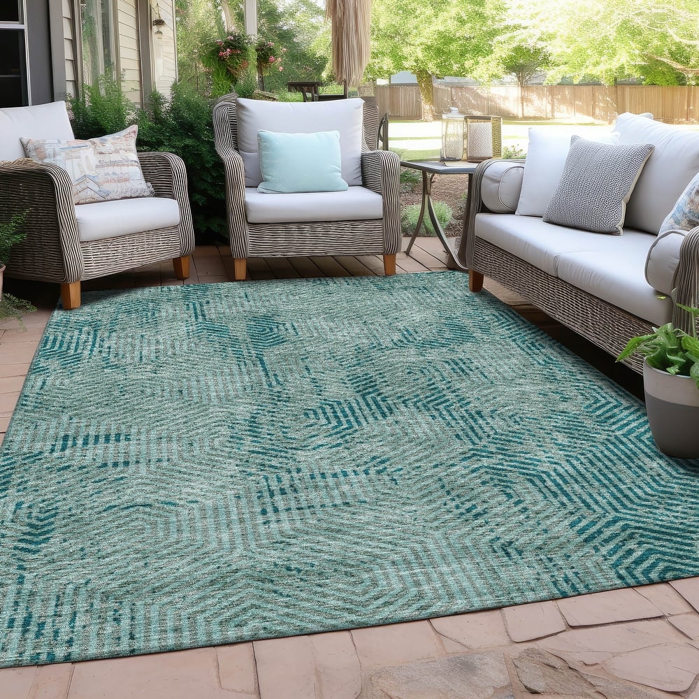 Machine Washable Indoor/ Outdoor Chantille Contemporary Maze Rug