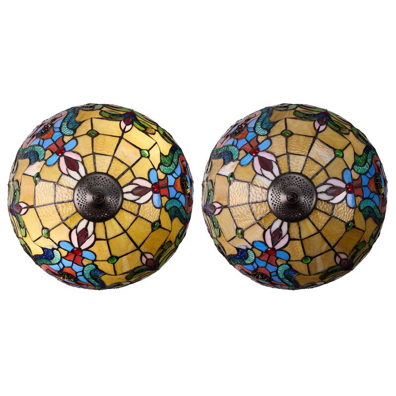 River of Goods Double Lit Stained Glass 24-Inch Table Lamp - 17" x 17" x 24"