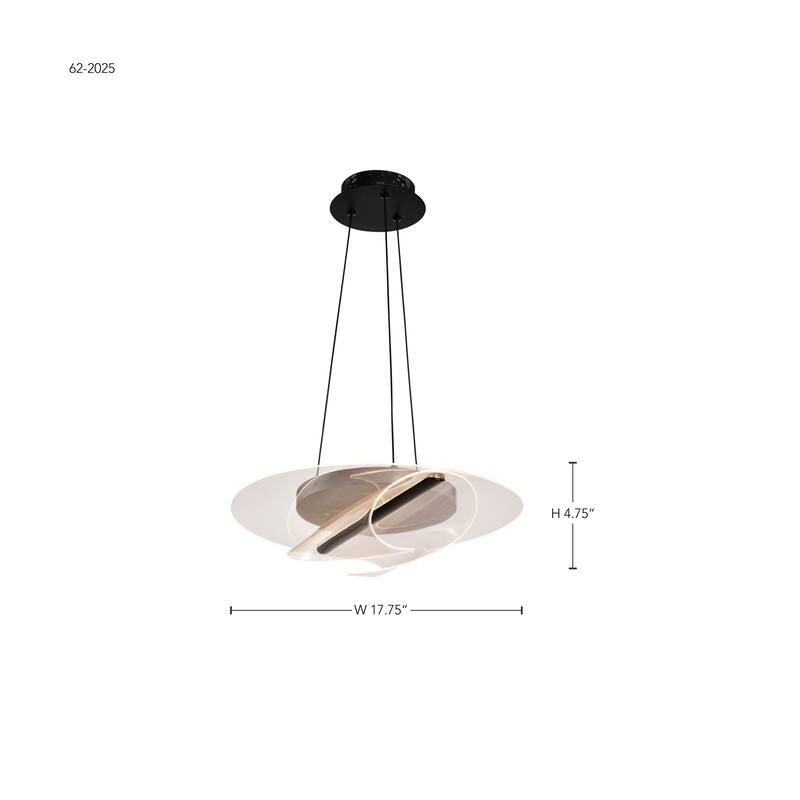Geneva 18 Inch LED Pendant Matte Black Silk Screened Acrylic Lens - Matte Black