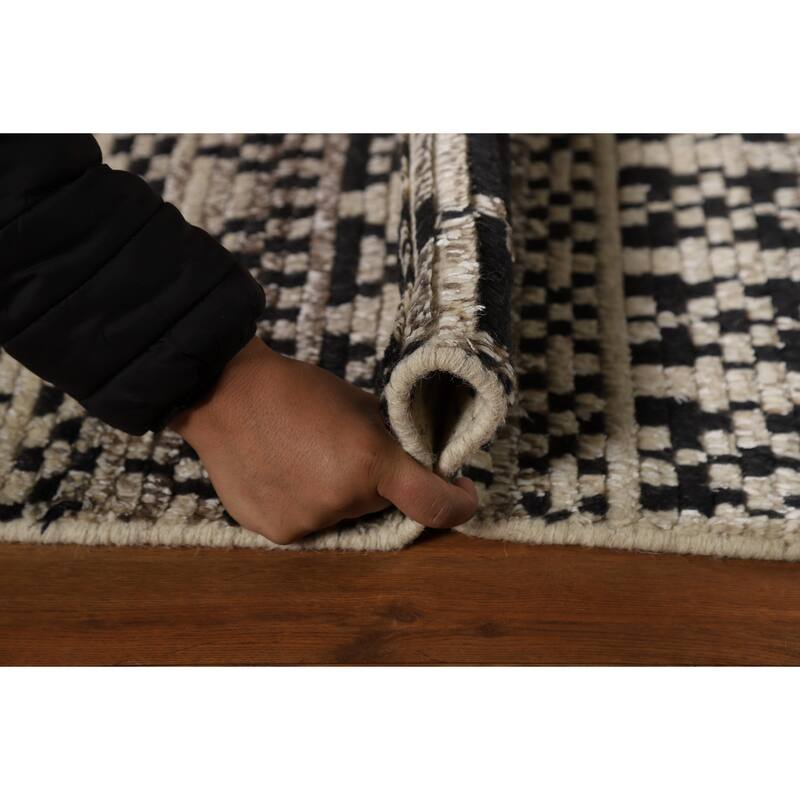 Geometric Moroccan Indian Foyer Rug Hand-Knotted Wool Carpet - 2'0"x 3'0"