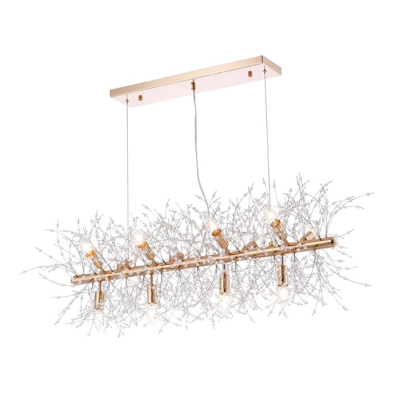 Gold Sparkle LED Linear Chandelier Pendant Light Crystal Lamp Creative Lighting