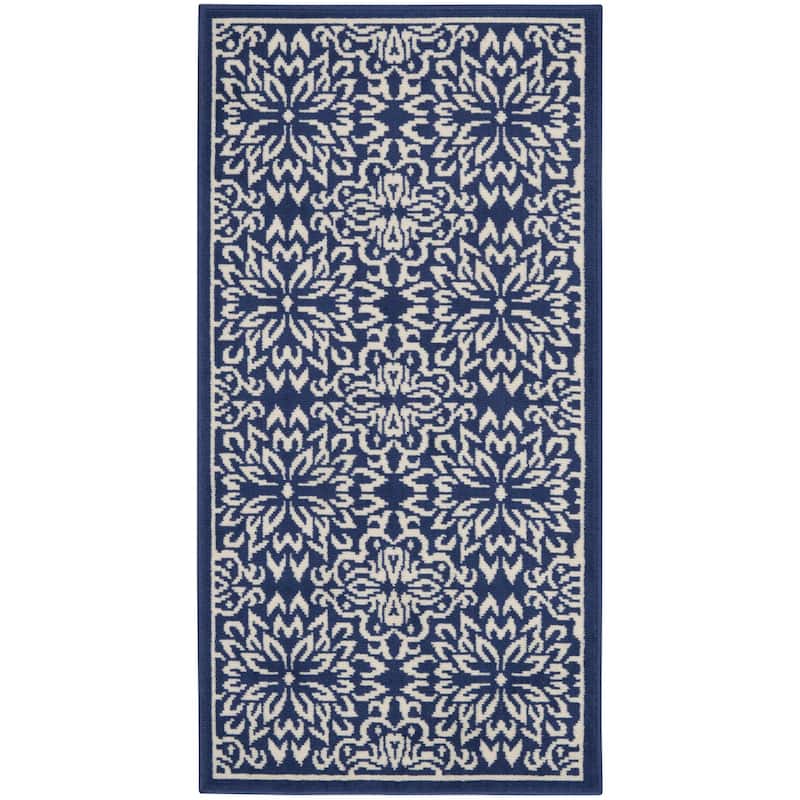 Nourison Jubilant Floral Medallion Area Rug - 2' x 4' - Navy/Ivory