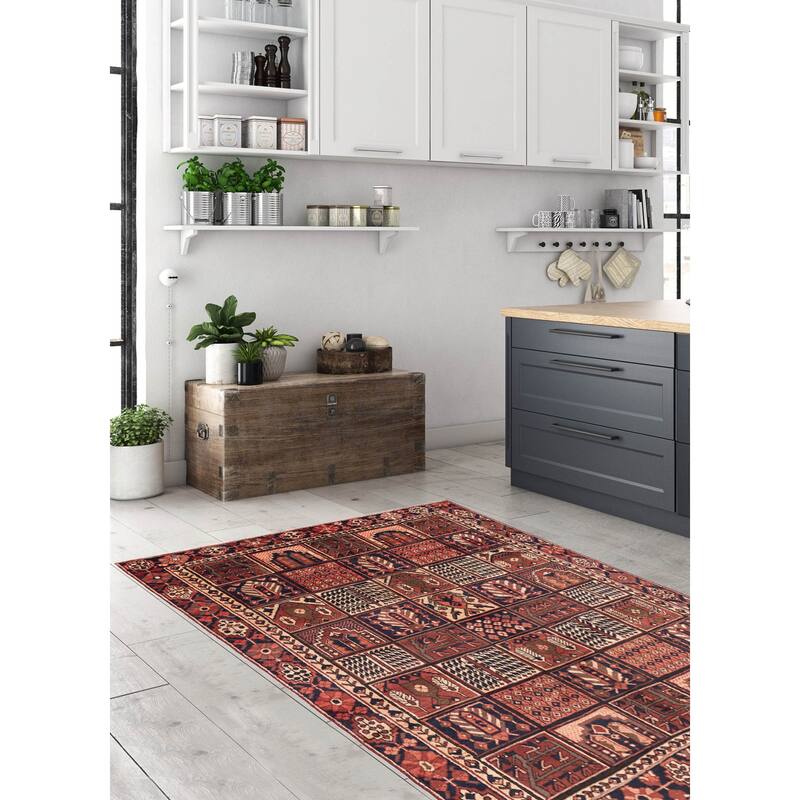 ECARPETGALLERY Hand-knotted Kayseri Vintage Dark Red Wool Rug - 6'4 x 9'6
