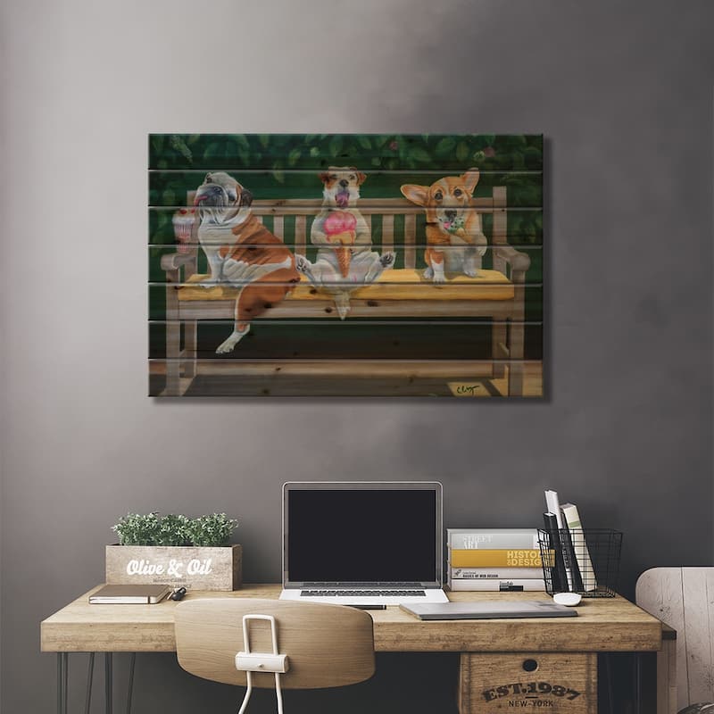 The Ice Cream Kids Print On Wood by Carol Luz - Multi-Color
