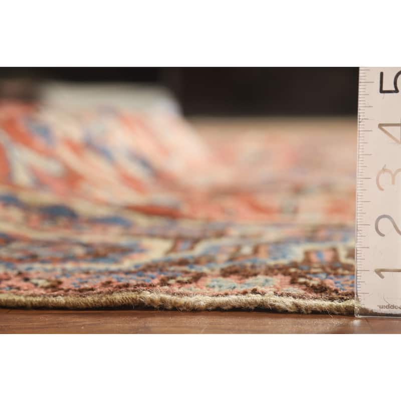 Hand Knotted Oriental 100% Wool Carpet Traditional Geometric Oranges & Rust Heriz (serapi) Area Rug - 11' 10'' X 9' 5''