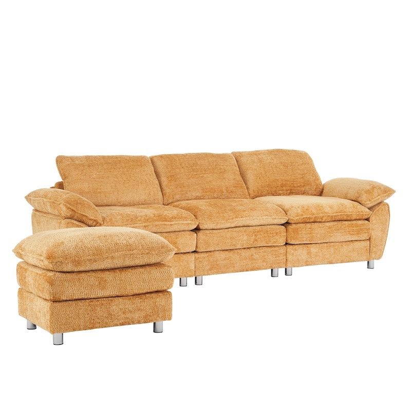 Modern Upholstered Polyester Sleeper Sofa with Ottoman