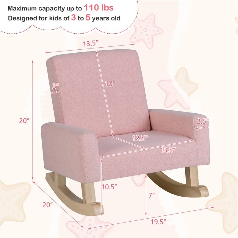 Gymax Kids Rocking Chair Children Armchair Linen Upholstered Sofa w/