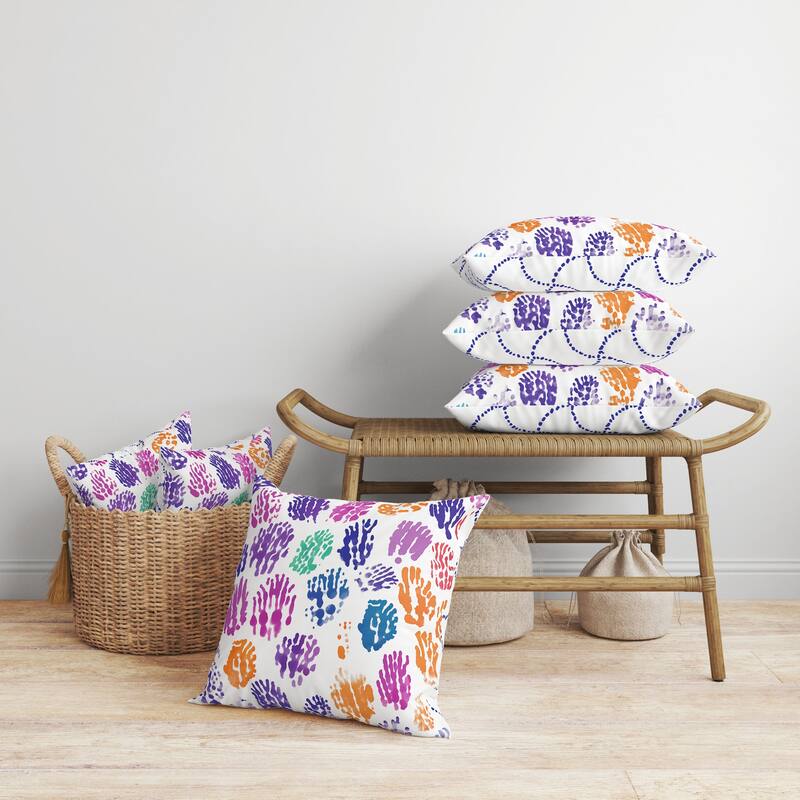 Artful Strokes Faux Suede Reversible Throw Pillow Orange and Blue