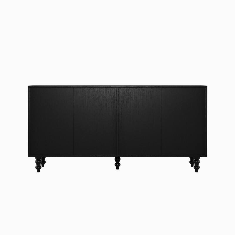 59" Sideboard Buffet Cabinet with Elegant Handwoven Seagrass Doors for Stylish Home Storage