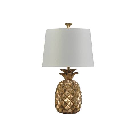 StyleCraft Gold Pineapple Table Lamp - White Hardback Fabric Shade