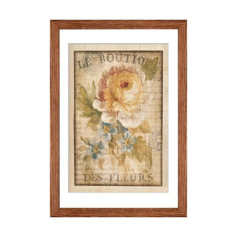 iCanvas "Parisian Flowers I" by Danhui Nai - Walnut - 24x16x1