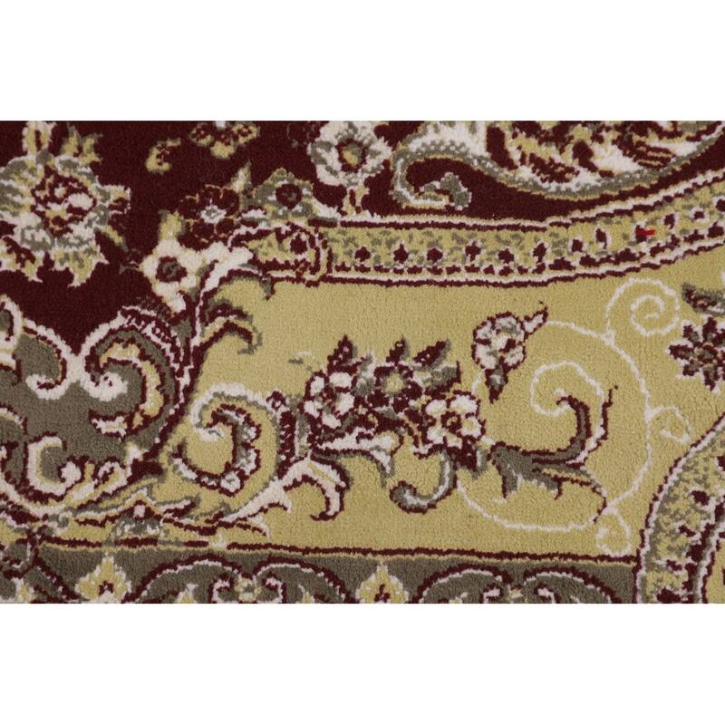 Burgundy Red Kashan Turkish Area Rug Machine Made Carpet - 6'6" x 9'10"