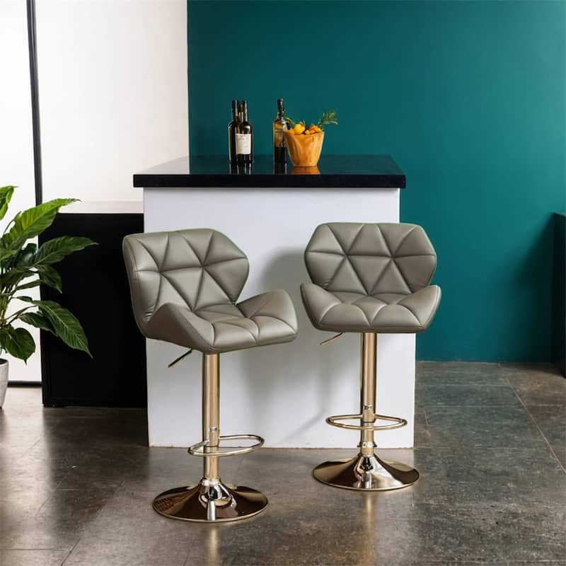 Contemporary Tufted Adjustable Height Hidraulic Bar Stools,Set of 2