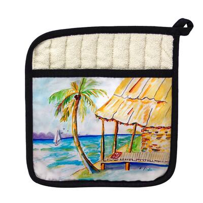 Palms & Hut Pot Holder - 9x9