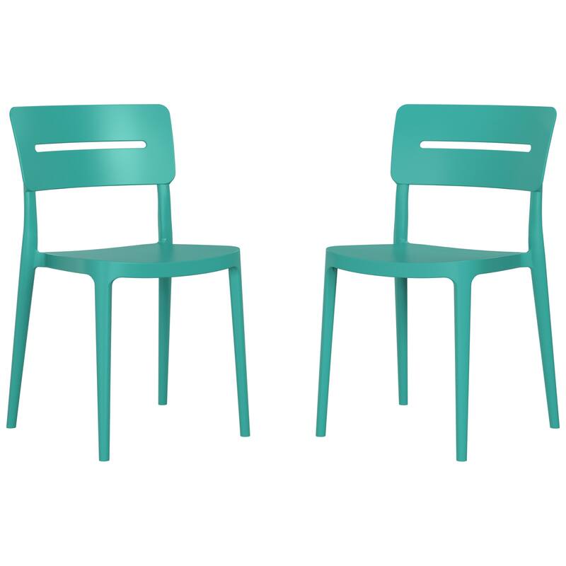 Frond and Form Modern Outdoor Patio Stacking Dining Side Chair (Set of 2) - Turquoise