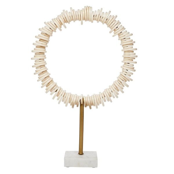 Set of 2 Cream Resin Arena Ring Sculptures 19" - N/A