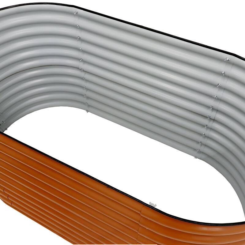 Sunnydaze Stackable Galvalume Steel Raised Garden Bed - 79" Oval