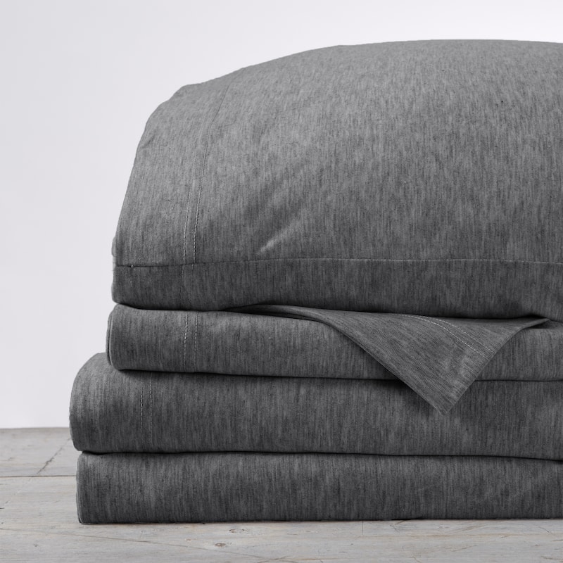 Premium Heathered Melange T-Shirt Jersey Knit Sheet Set
