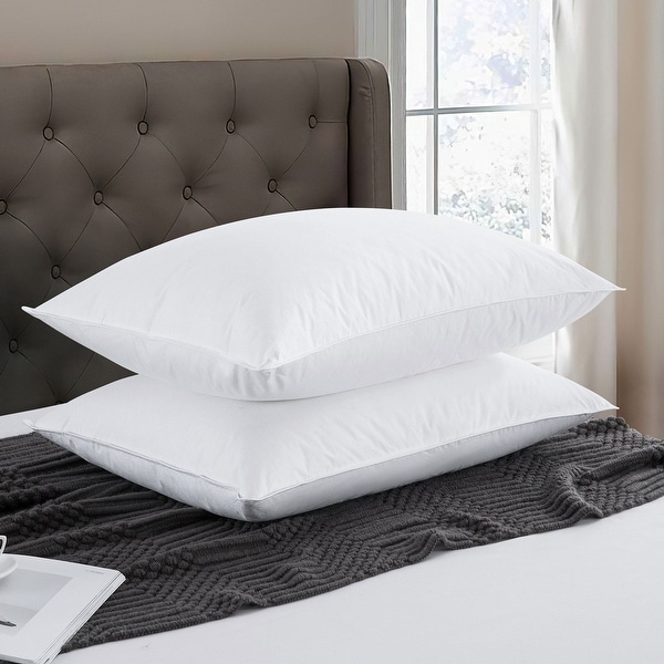 Feather Down Fiber Pillows for Side Sleepers Medium Firmness Set