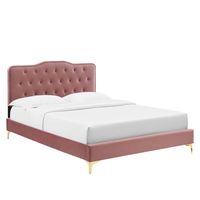 Amber Tufted Performance Velvet Twin Platform Bed