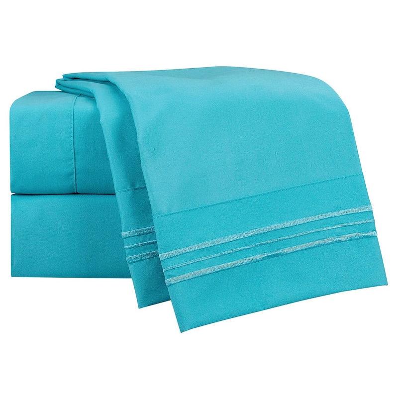 Clara Clark Bright Bed Sheet Set - Beach Blue - Twin