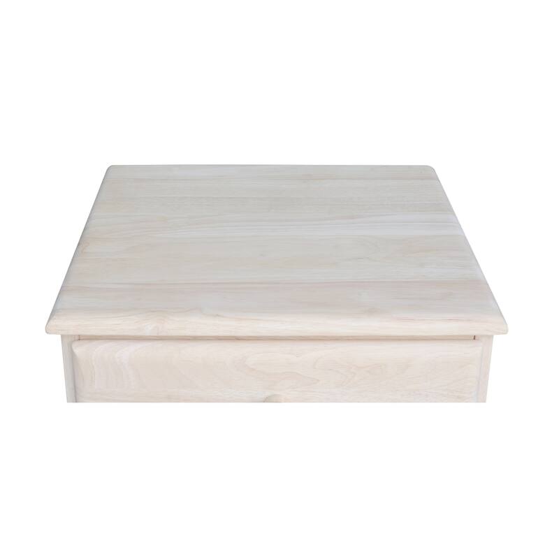 International Concepts Solid Wood 3-Drawer Nightstand, Wide Unfinished Ready to Finish Bedside Chest with Tiered Storage Drawers