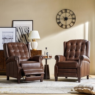 Silvia Traditional Waxed Leather Power Recliner with