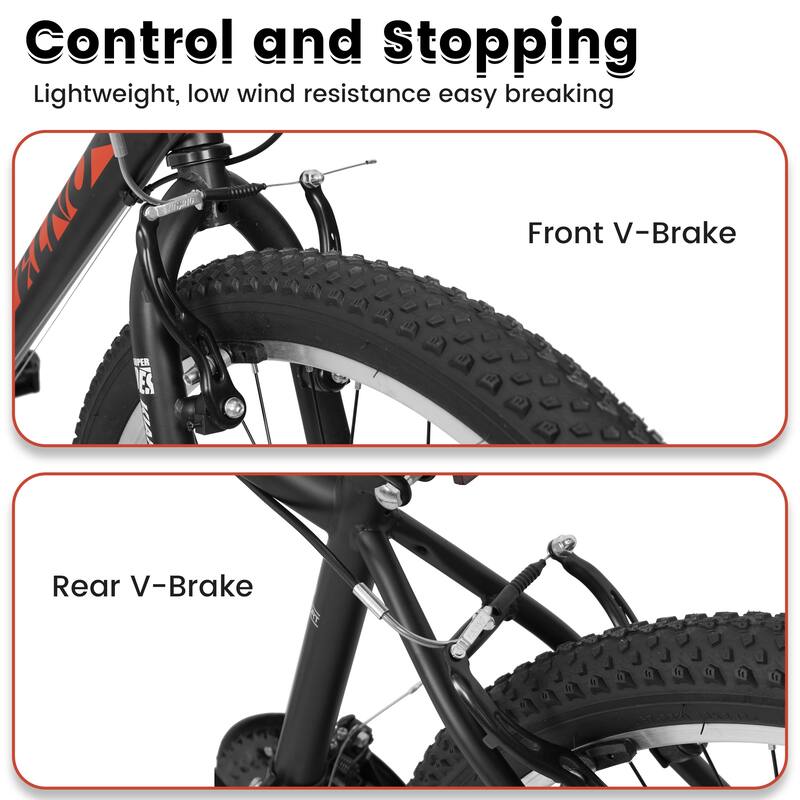 Unisex Mountain Bike - Carbon Steel Frame, Multiple Speeds, Dual V-Brake - 21