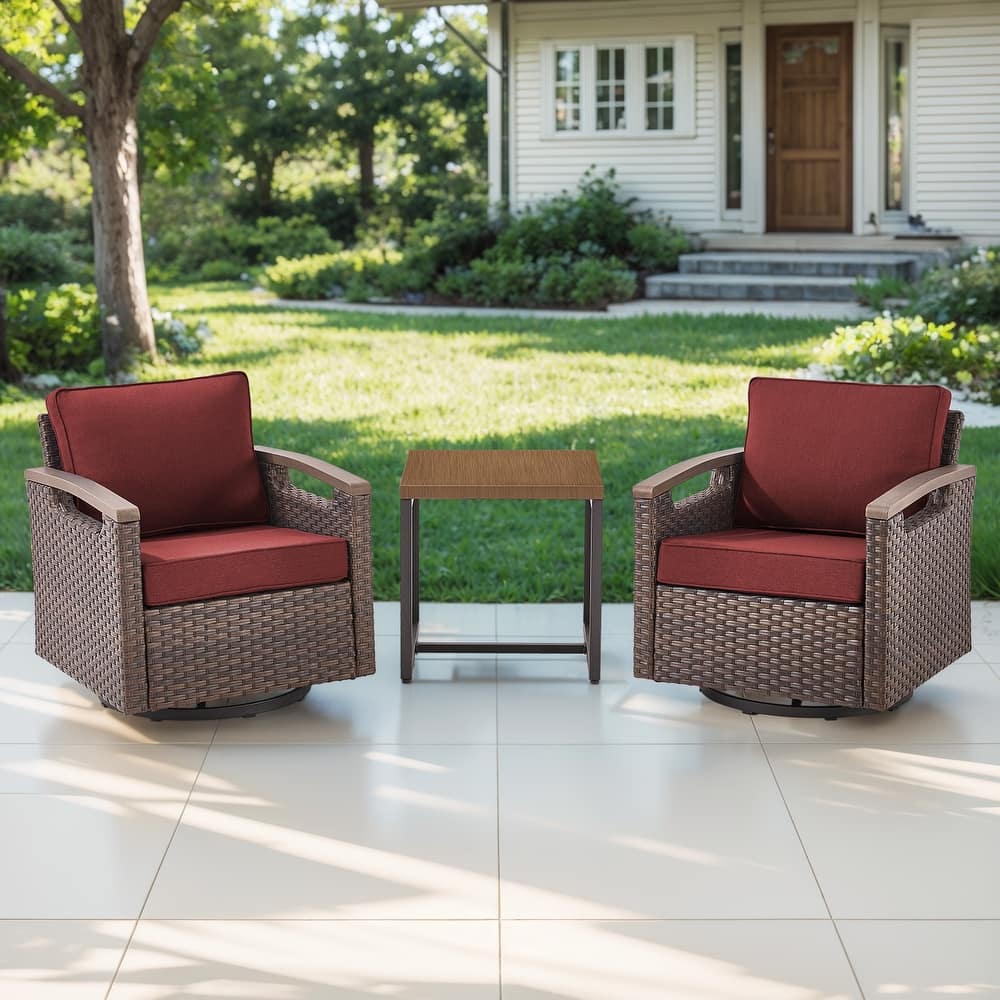 Gymojoy Patio Swivel Rocker Patio Chairs of 2 with Water-Resistant Olefin Cushions and Side Table