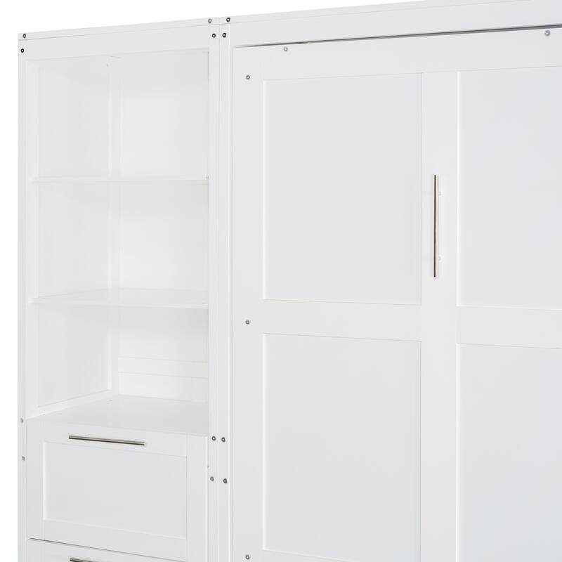 Queen Murphy Bed with Built-In Wardrobe, Drawers, and Adjustable Shelving - Ideal for Small Spaces